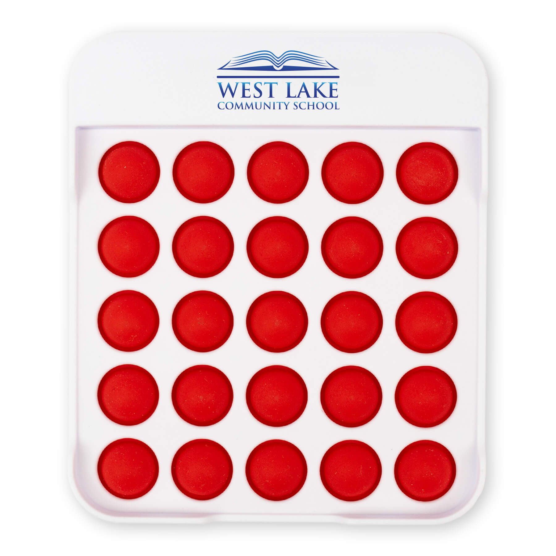 White with Red Buttons - Imprinted